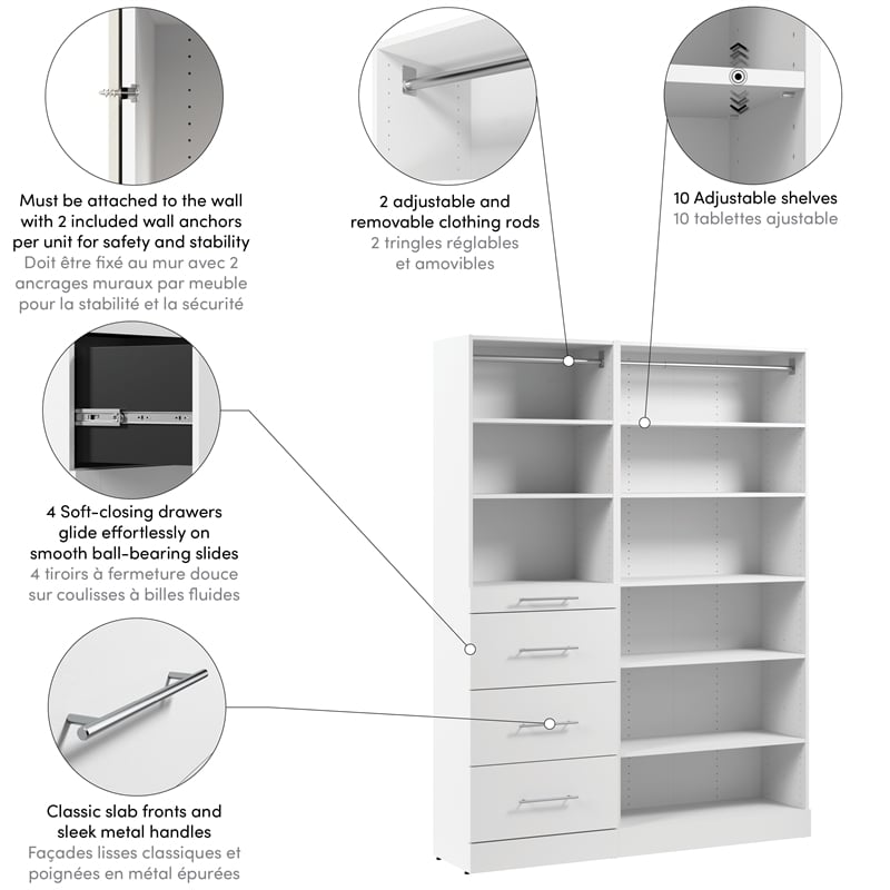 Florence 61W x 16D Closet System with Drawers Slab - Engineered Wood