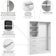 Florence 61W x 16D Closet System with Rods Drawers Slab - Engineered Wood