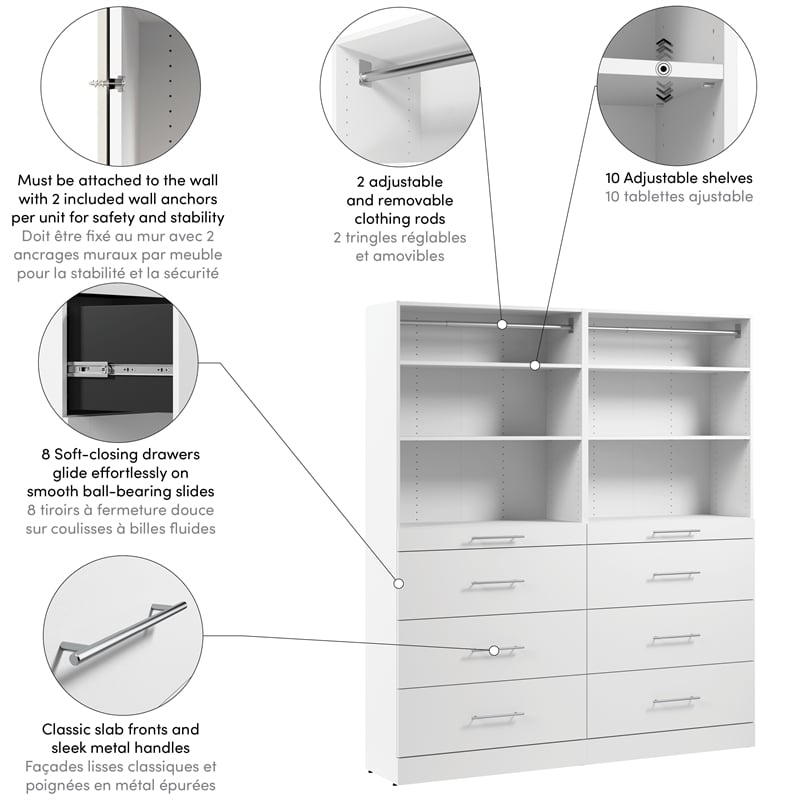 Florence 71W x 16D Closet System with Drawers Slab - Engineered Wood