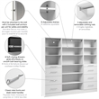Florence 85W x 16D Closet System with Drawers Slab - Engineered Wood