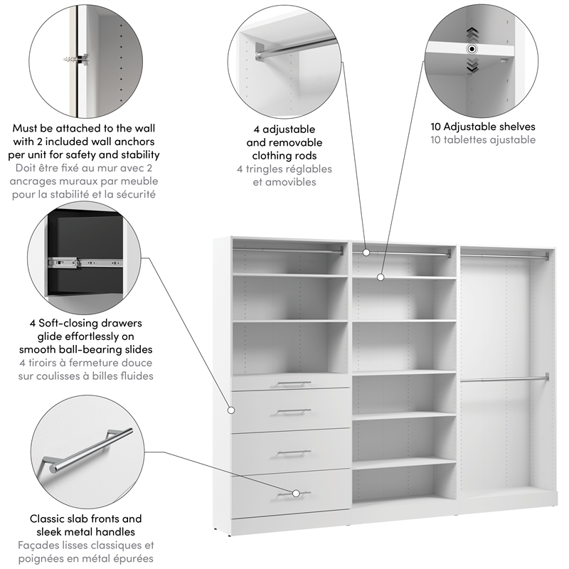 Florence 107W x 16D Walk-In Closet Organizer System Slab - Engineered Wood