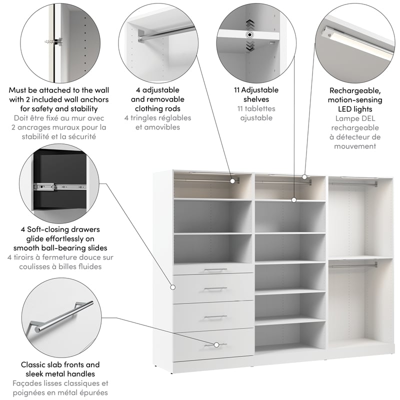 Florence 107W x 25D Walk-In Closet Organizer System Slab - Engineered Wood