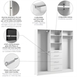 Florence 75W x 16D Closet System with Rods Drawers Slab - Engineered Wood