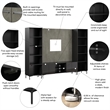 118W TV Stand Media Storage Towers and Small Wall Panel - Engineered Wood
