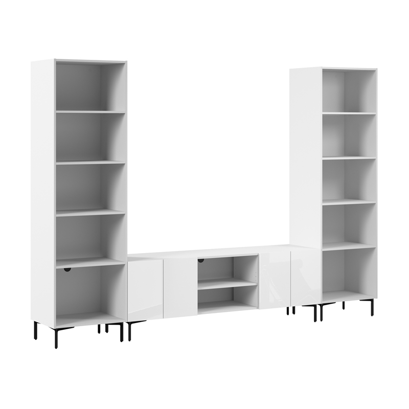 118W Entertainment Center with TV Stand Media Storage Towers - Engineered Wood