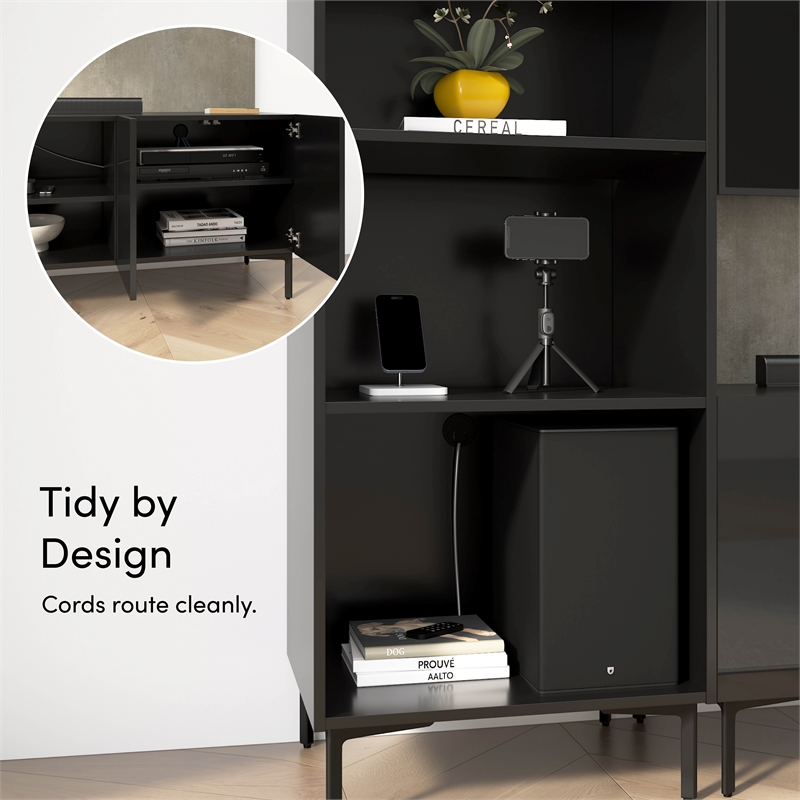 118W Entertainment Center with TV Stand Media Storage Towers - Engineered Wood