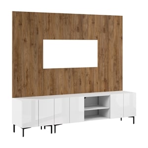 94W TV Stand Storage Cabinet and Large Wall Panel - Engineered Wood