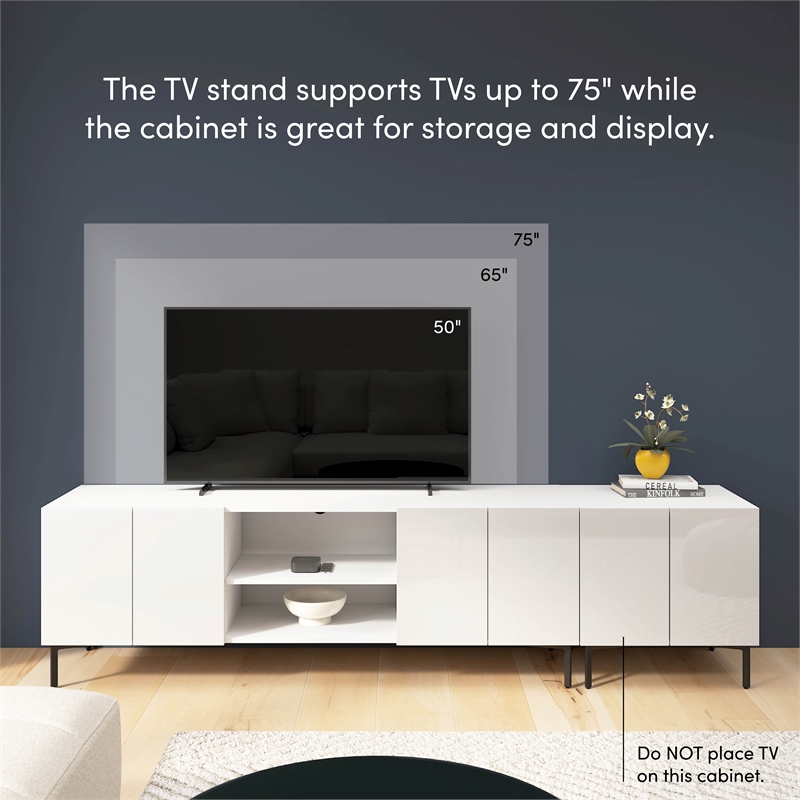 94W Entertainment Center with TV Stand and Storage Cabinet - Engineered Wood