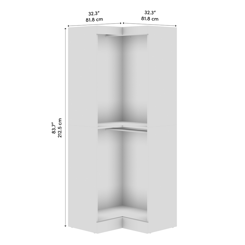 Bestar Pur 33W Corner Closet Organizer in White - Engineered Wood