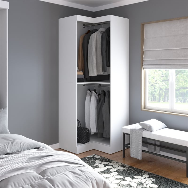 Bestar Pur 33W Corner Closet Organizer in White - Engineered Wood