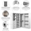 Bestar Pur 83W Walk-In Closet Organizer in White - Engineered Wood