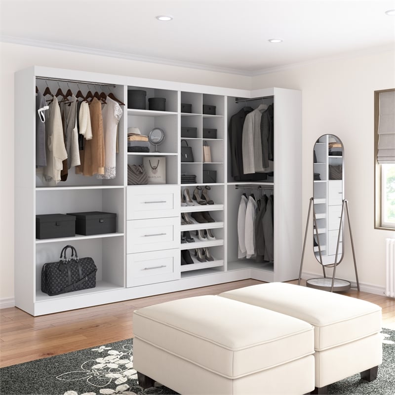 Bestar Pur 83W Walk-In Closet Organizer in White - Engineered Wood
