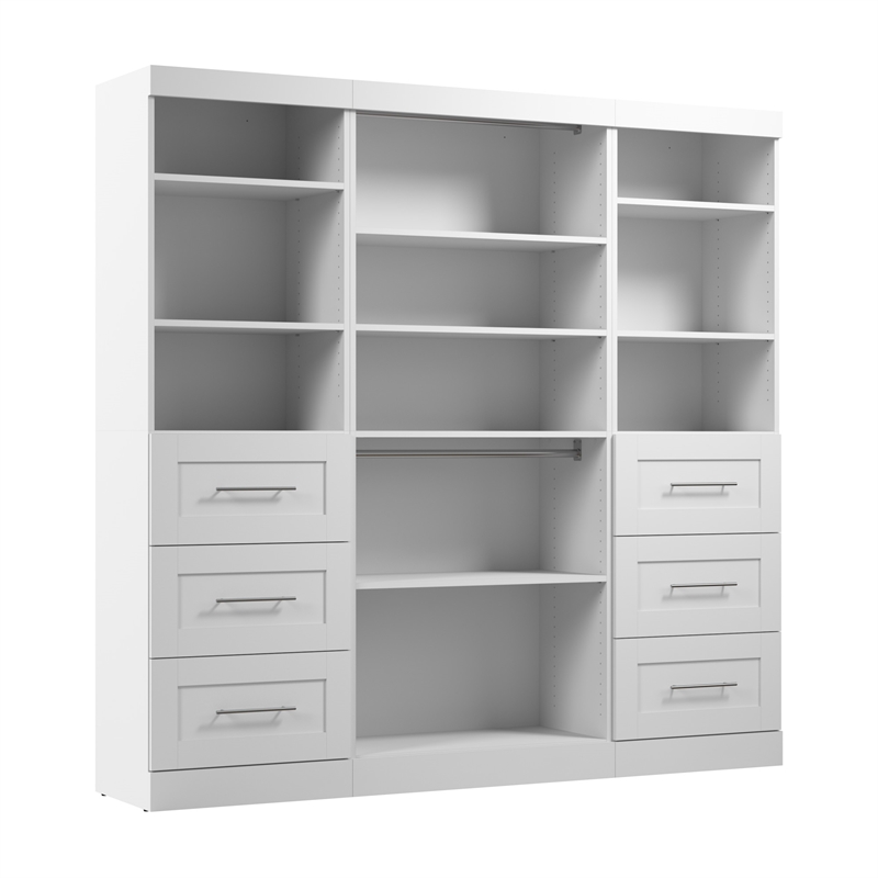 Bestar Pur 86W Closet Organizer with Drawers in White - Engineered Wood