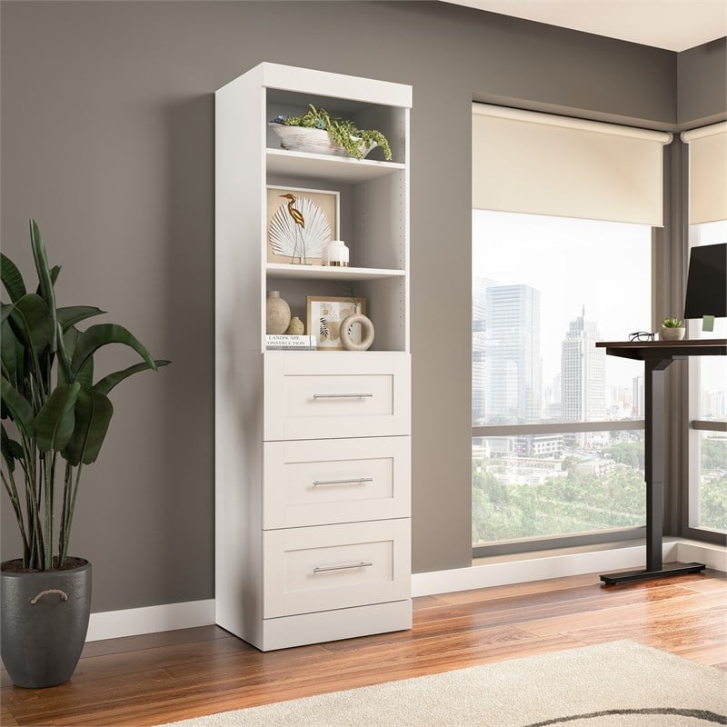 Bestar Pur 25W Closet Organizer with Drawers in White - Engineered Wood