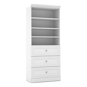 Bestar Versatile 36&quotW Engineered Wood Closet Organizer with Drawers in White
