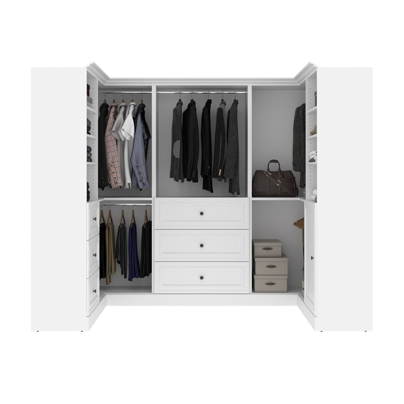 Bestar Versatile 108W U-Shaped Walk-In Engineered Wood Closet Organizer in White