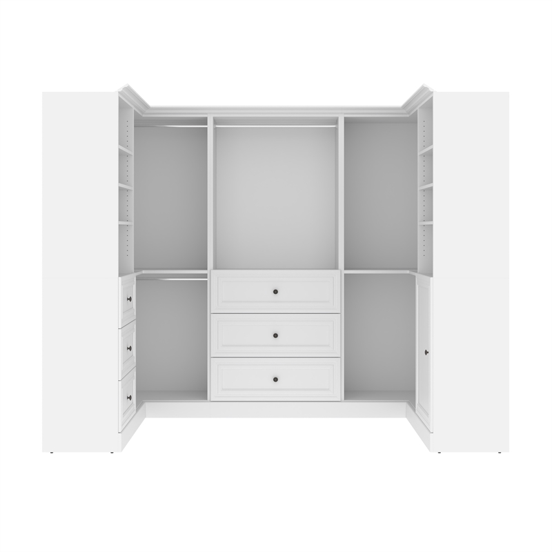 Bestar Versatile 108W U-Shaped Walk-In Engineered Wood Closet Organizer in White