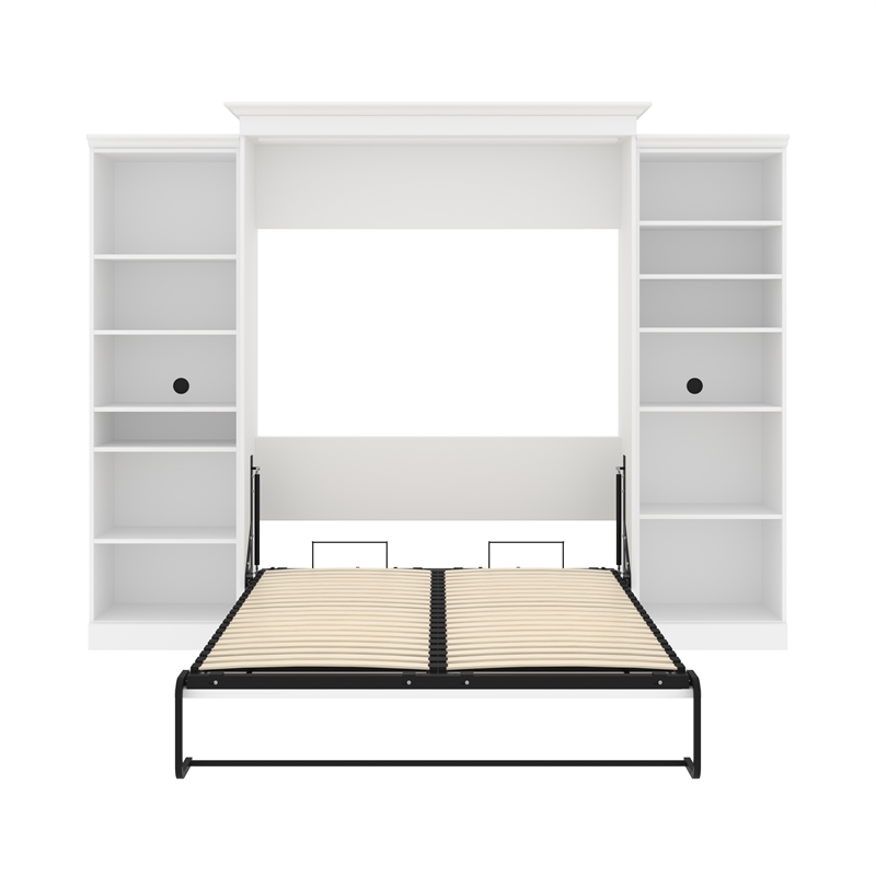 Bestar Versatile Wood Queen Murphy Bed with 2 Closet Organizers in White