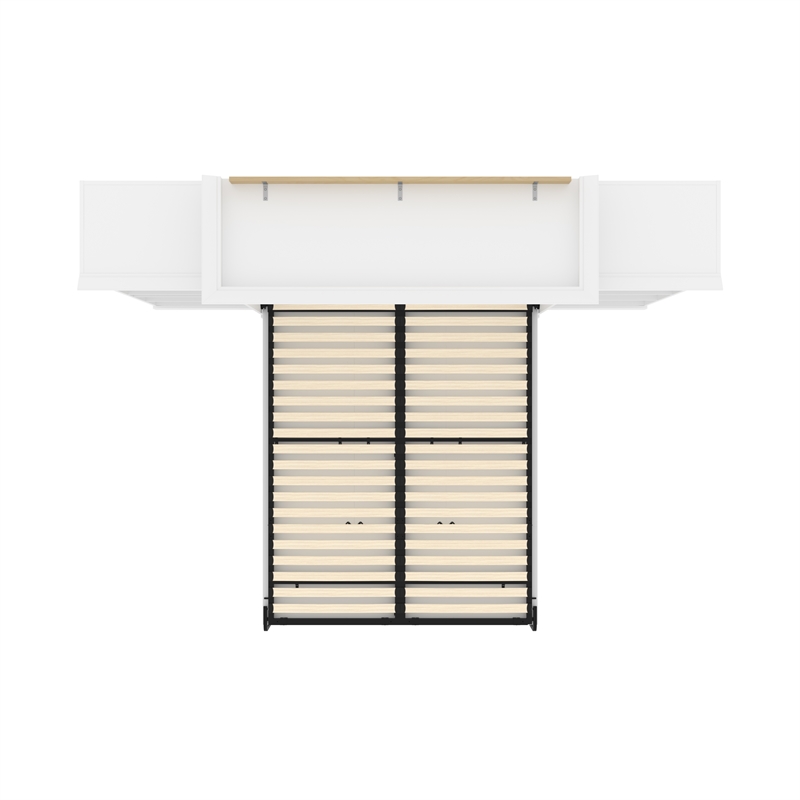 Bestar Versatile Wood Queen Murphy Bed with 2 Closet Organizers in White