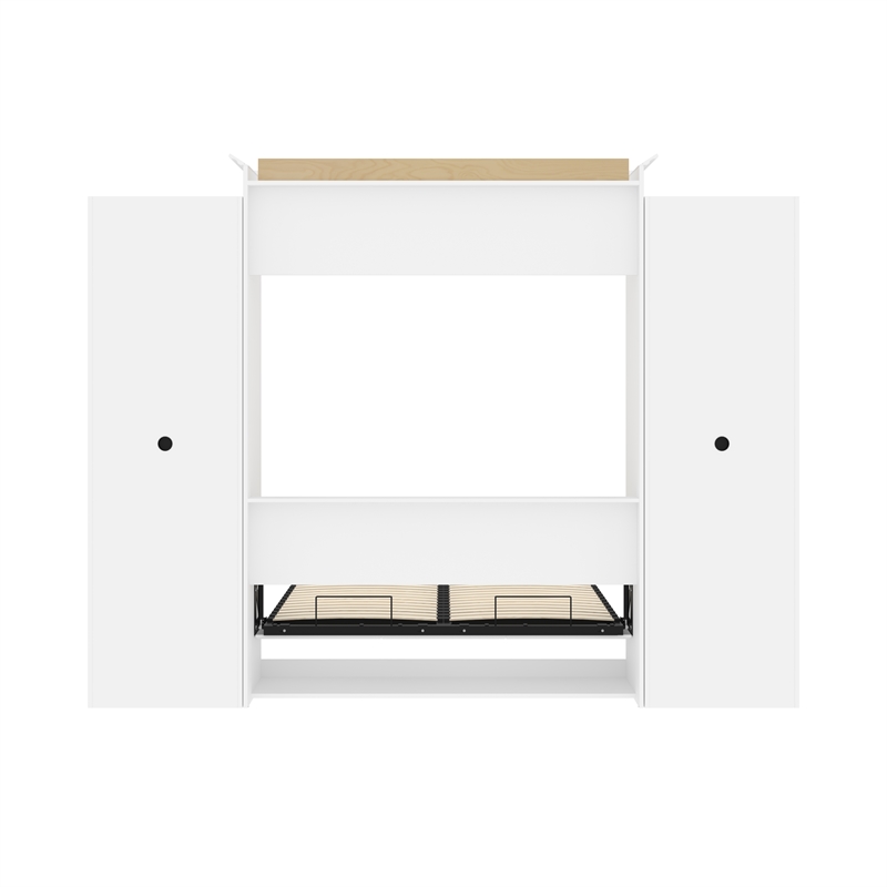 Bestar Versatile Wood Queen Murphy Bed with 2 Closet Organizers in White