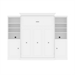Bestar Versatile Wood Queen Murphy Bed and 2 Organizers with Doors in White