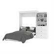 Bestar Versatile Wood Queen Murphy Bed and Organizer with Drawers in White
