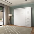 Bestar Nebula 84W Engineered Wood Full Wall Bed Set with 3 Drawer Set in White
