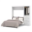 Bestar Nebula 84W Engineered Wood Full Wall Bed Set with 3 Drawer Set in White