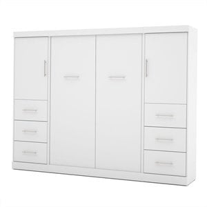 Bestar Nebula 109W Modern Engineered Wood Full Wall Bed Set in White