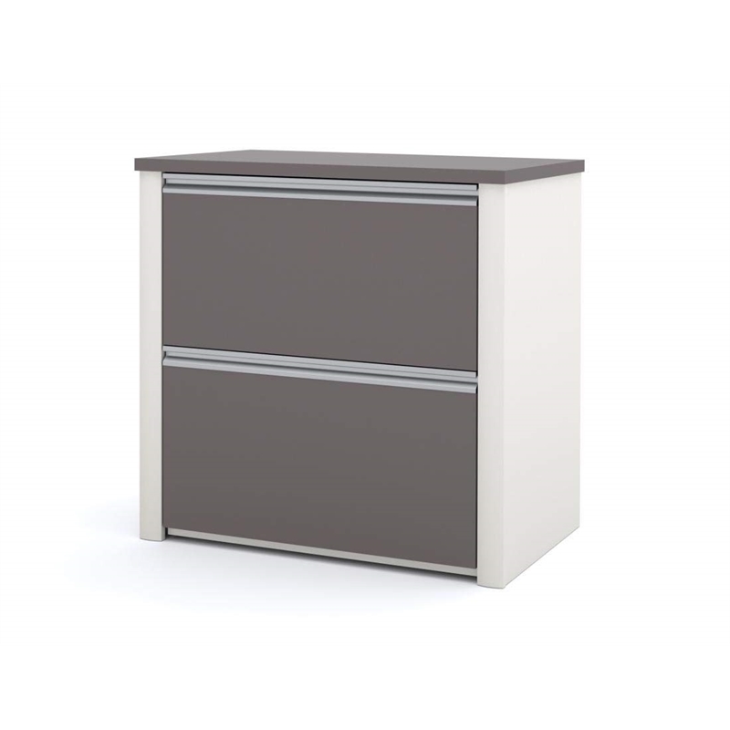 Bestar Connexion L-shaped Workstation with Lateral File in Slate and Sandstone