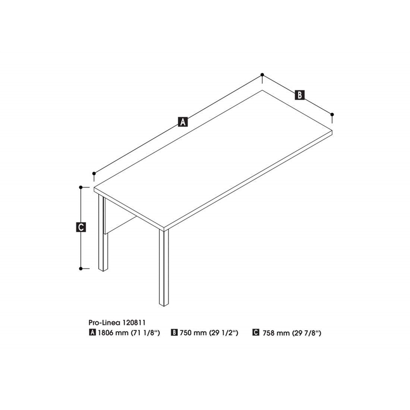 Bestar Pro-Linea Return Table with Metal Legs in Bark Gray