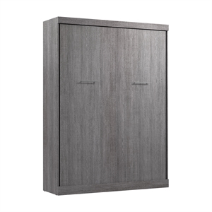 Bestar Nebula 65&quotW Transitional Engineered Wood Queen Wall Bed in Bark Gray
