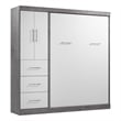 Bestar Nebula 84W Engineered Wood Full Wall Bed Kit in Bark Gray and White