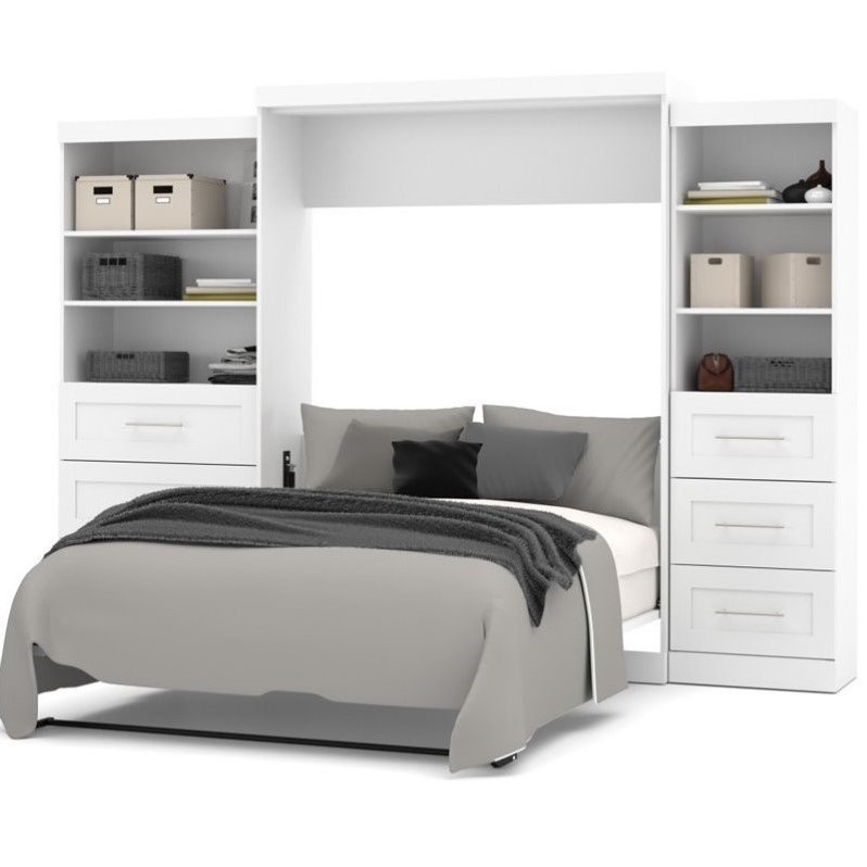 Bestar Pur Queen Wall Bed with Storage in White