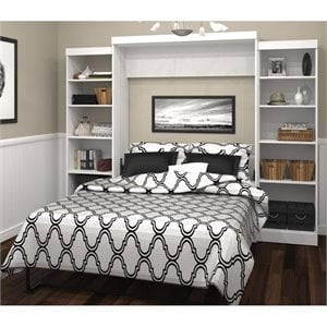 Bestar Pur Queen Murphy Bed and 2 Shelving Units (115W) in White