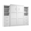 Bestar Pur Queen Murphy Bed and 2 Shelving Units with Drawers (115W) in White