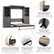 Bestar Pur Queen Murphy Bed and 2 Shelving Units w/Drawers (115W) in Bark Gray