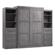 Bestar Pur Queen Murphy Bed and 2 Shelving Units w/Drawers (115W) in Bark Gray