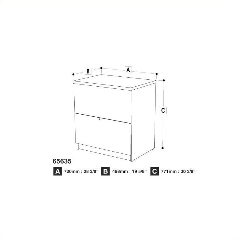 Bestar 2 Drawer Lateral Wood File Bordeaux Filing Cabinet