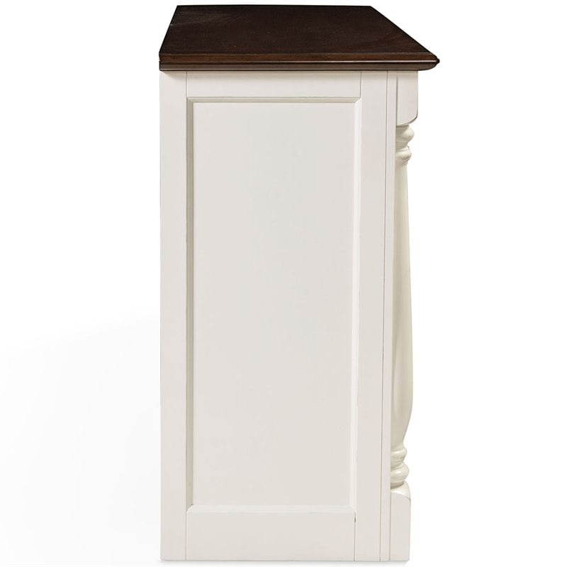 Crosley Furniture Shelby Wood 2 Drawer Buffet in Distressed White/Dark Brown