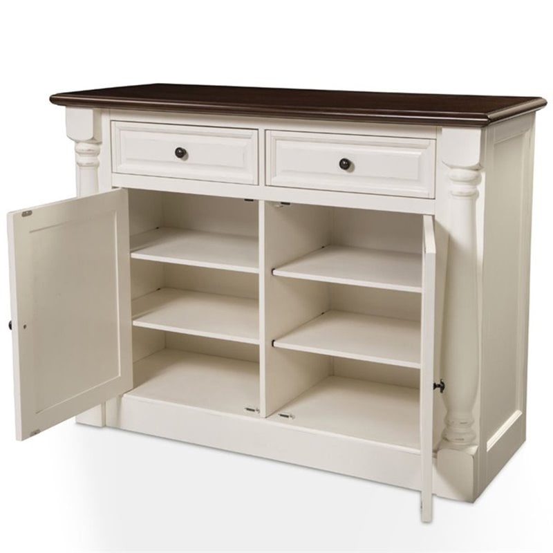 Crosley Furniture Shelby Wood 2 Drawer Buffet in Distressed White/Dark Brown