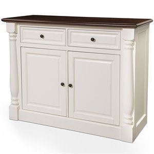 Crosley Furniture Shelby Wood 2 Drawer Buffet in Distressed White/Dark Brown