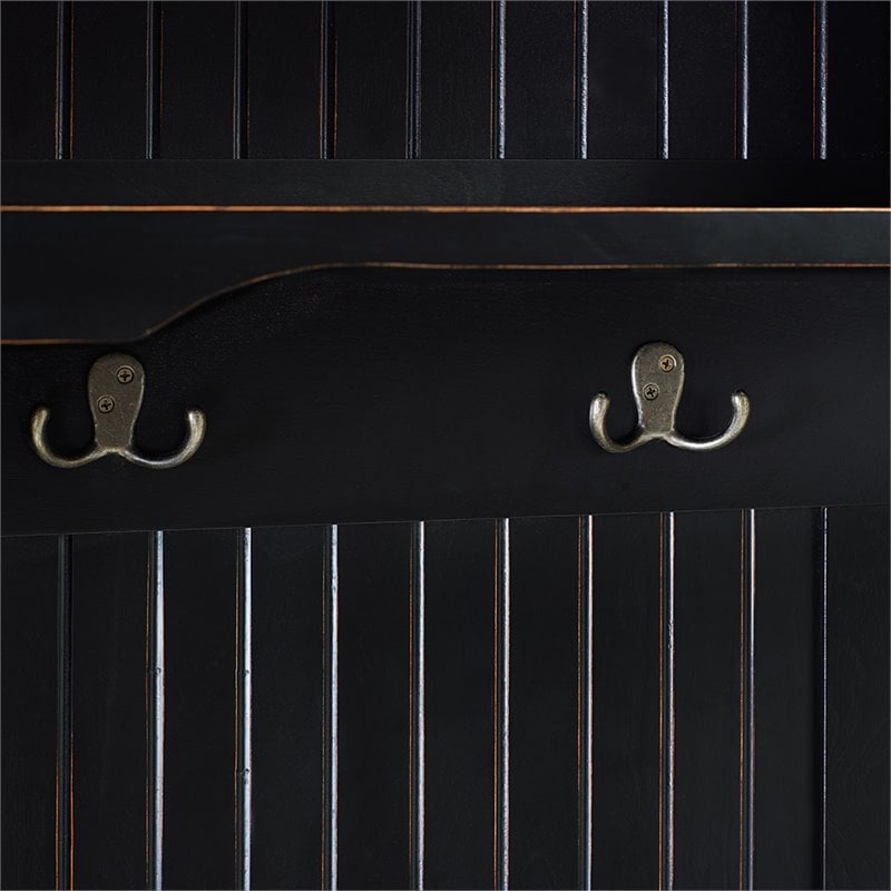 Crosley Furniture Seaside Wood Hall Tree in Distressed  Black