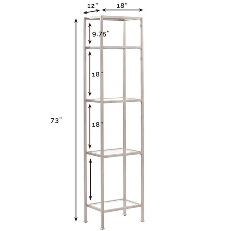 Crosley Furniture Aimee 4 Shelf Narrow Glass/Metal Etagere in Antique Gold