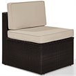 Crosley Palm Harbor Wicker Armless Patio Chair in Brown and Sand