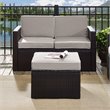 Crosley Palm Harbor Wicker Patio Ottoman in Brown and Gray
