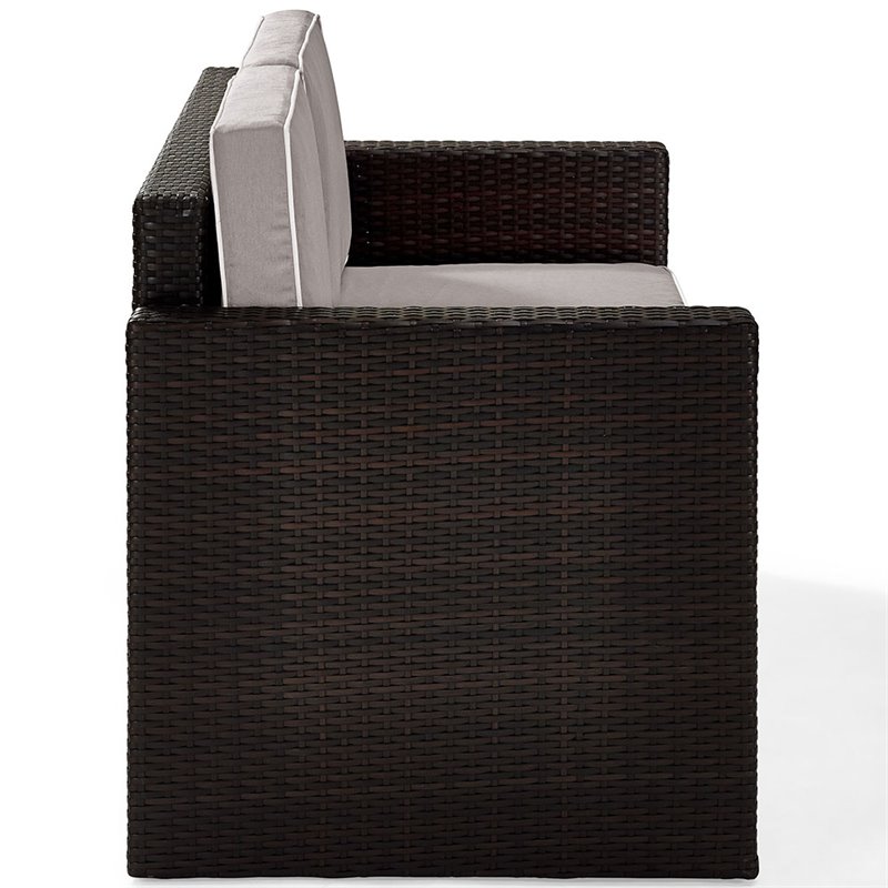 Crosley Palm Harbor Wicker Patio Loveseat in Brown and Gray