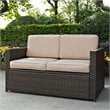 Crosley Palm Harbor Wicker Patio Loveseat in Brown and Sand