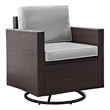 Crosley Furniture Palm Harbor Wicker / Rattan Swivel Patio Arm Chair in Gray