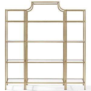 Crosley Furniture Aimee 3 Piece Glass/Metal Etagere Set in Antique Gold/Clear